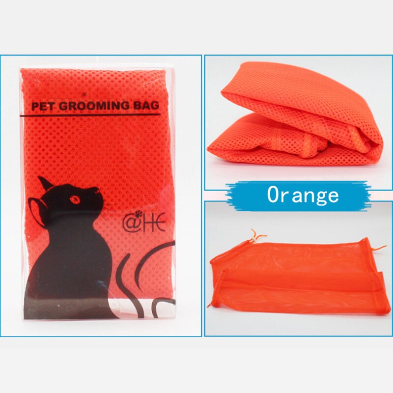 1pc pleje vask kat badetasker pet duty cut negle multifunktionspose tilbageholdenhed polyester mesh badetasker: Orange