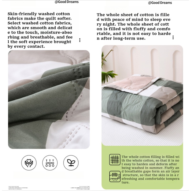 Plaid Summer Quilt Washed Cotton Air Condition Thin Comforter Blanket Bedspread for Single Double Queen King Bed Coverlet
