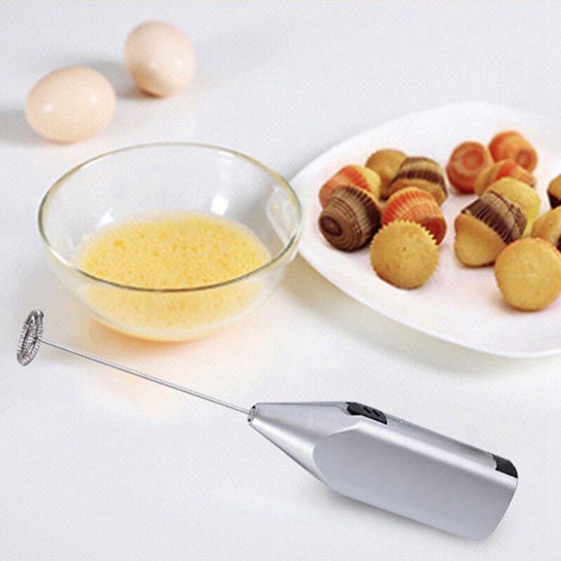 Handheld Stainless Steel Coffee Milk Drink Electric Whisk Mixer Frother Foamer Battery Operated Kitchen Egg Beater Stirrer