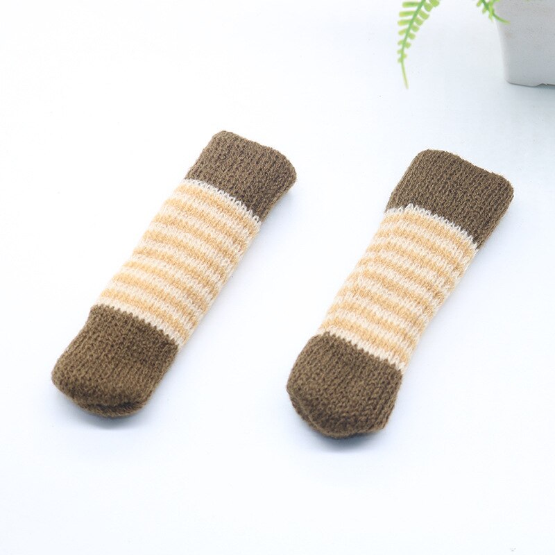 4Pcs Cartoon Striped Table Foot socks Chair Leg Covers Floor Protectors Non-Slip Knitting Socks For Furniture Home Decoration