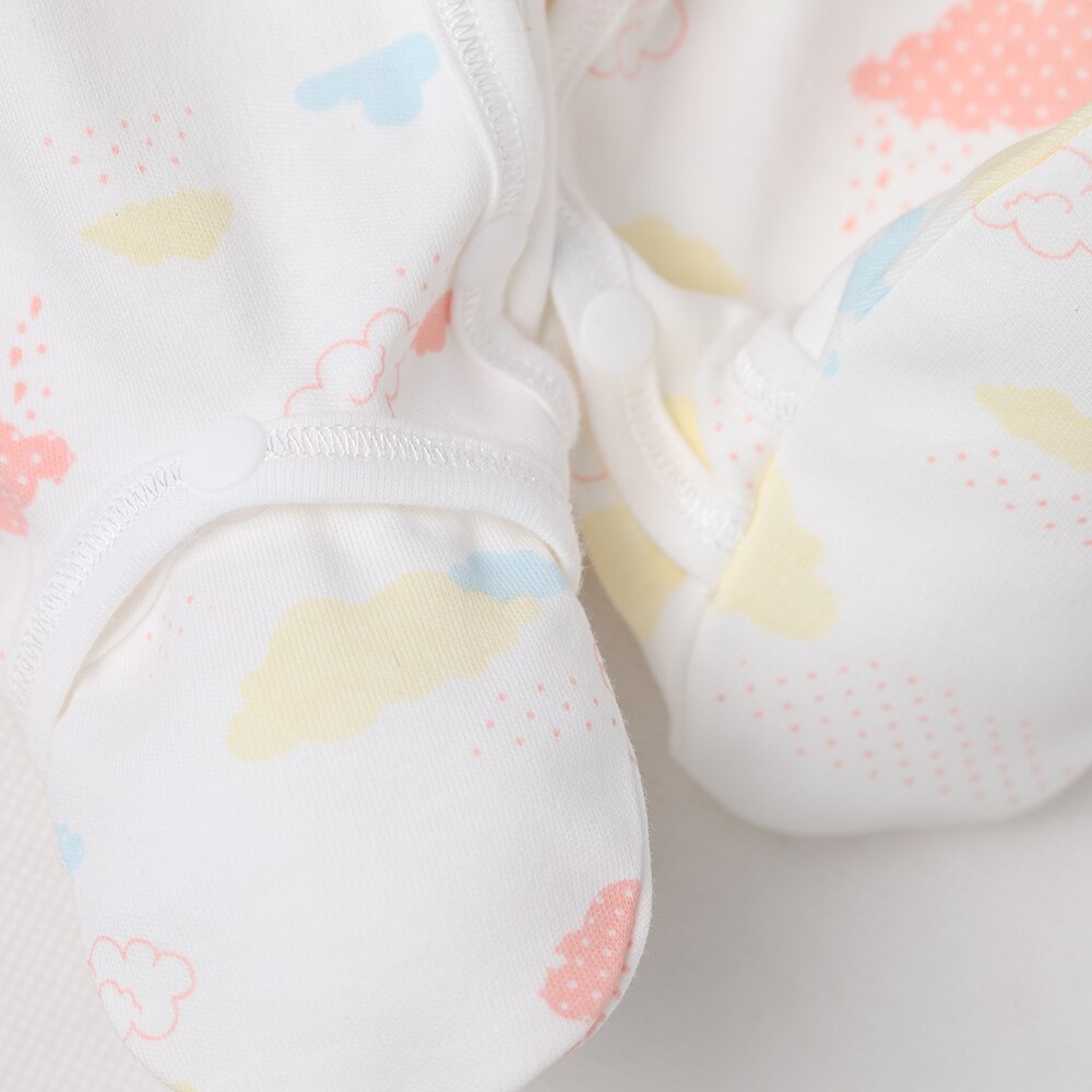 COBROO 3-Pack Baby Girl Betaalde Sleeper met Wanten 100% Katoen Allover Wolken Baby Meisje Pyjama Set 0- 3 maanden