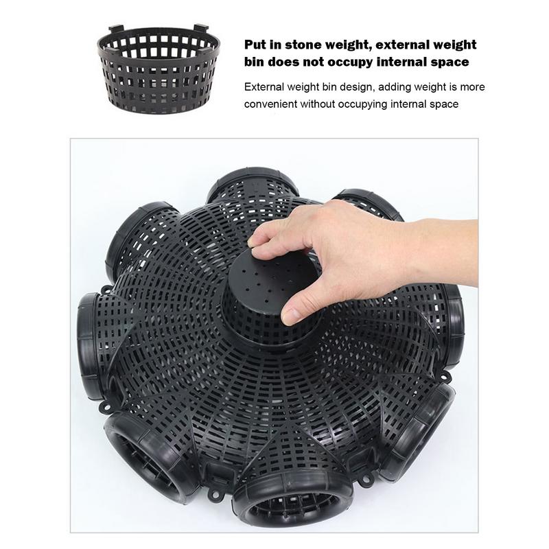 Trampas para peces pequeños, jaula para peces, trampa de red de pesca, trampa para cangrejos, trampa para señuelos de pesca, jaula de red para cangrejos con 8 agujeros, camarones portátiles