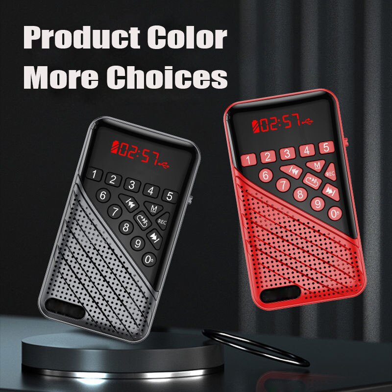 Mini Portable FM Radio Bluetooth 5.0 Music Player Handheld Rechargeable Digital Radios Support Recording TF Card U Disk Play