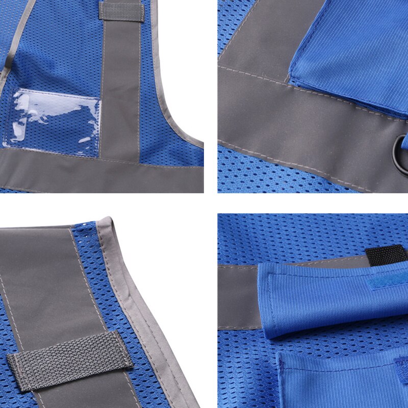 Blue Mesh Safety Vest High Visibility Safety Vest Security Vest With Highlight Reflective Stripes hi vis Workwear Waistcoat