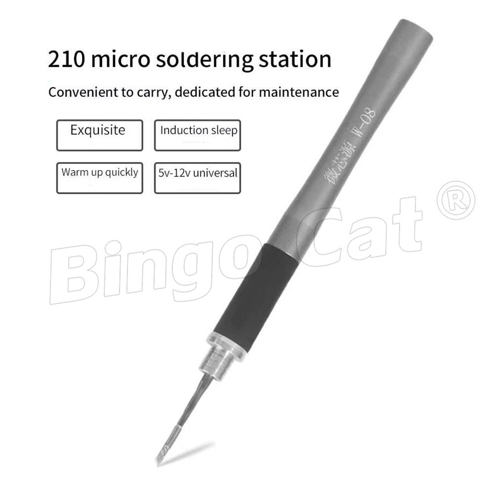 W-08 inalámbrico Micro soldador C210, puntas de hierro para soldadura, interfaz tipo C, fuente de alimentación, aumento rápido de temperatura, herramientas de reparación