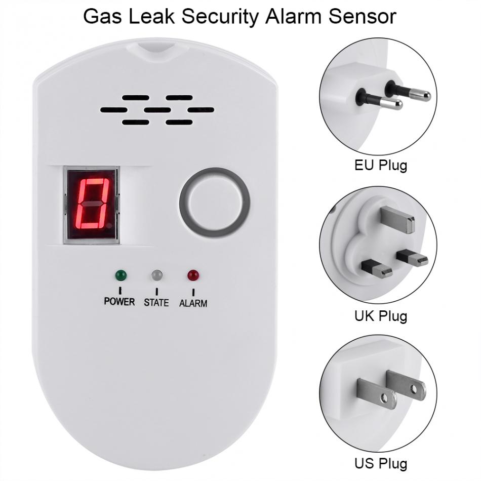 110-240V Gas Detector Alarm Draadloze Digitale Led Display Natuurlijke Lek Gasdetector Voor Alarmsysteem