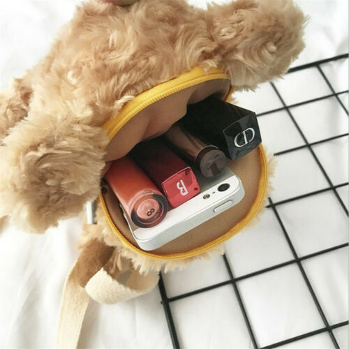 Bolso Diagonal de un hombro para mujer, bolsa de hombro de felpa con de oso sonriente y dibujos animados, a la , para chicas