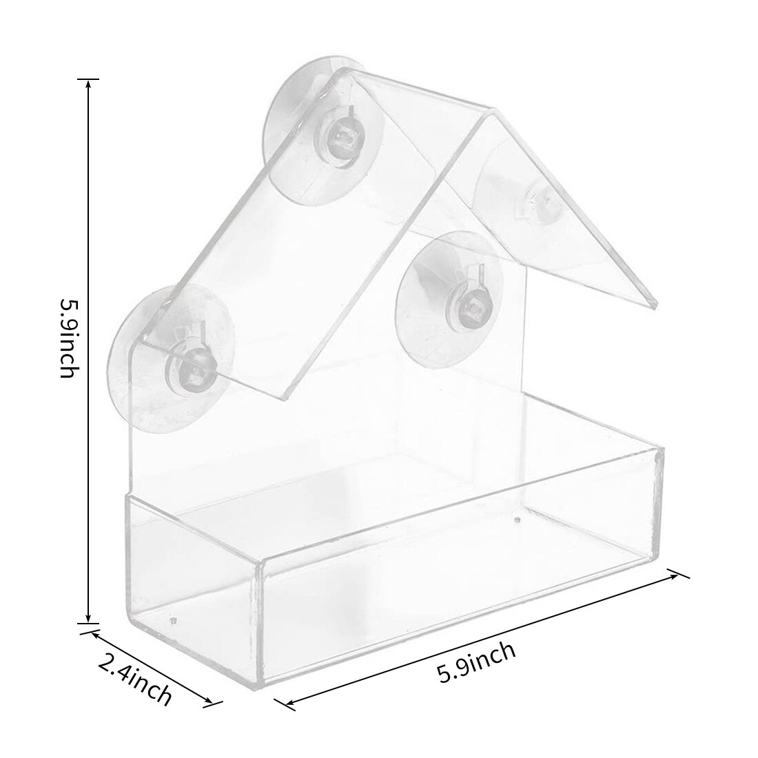 Bird Feeder Acrylic Transparent Window Viewing Bird Feeders Tray Birdhouse Suction Cup Mount House Type Feeder: B