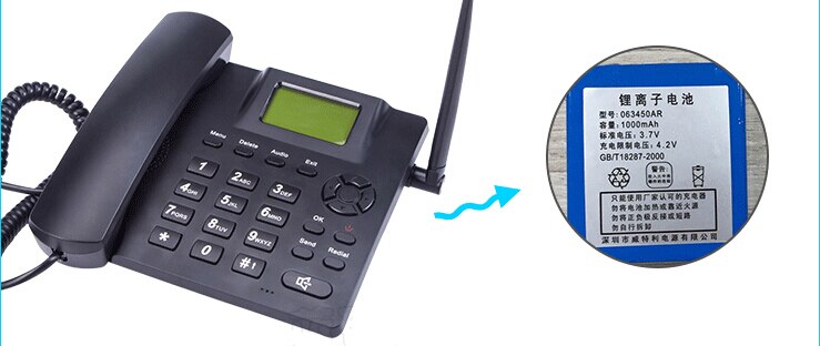 Celular preto fixo sem fio gsm, quadband, cartão sim, função sms, desktop, manual, russo, francês, espanhol
