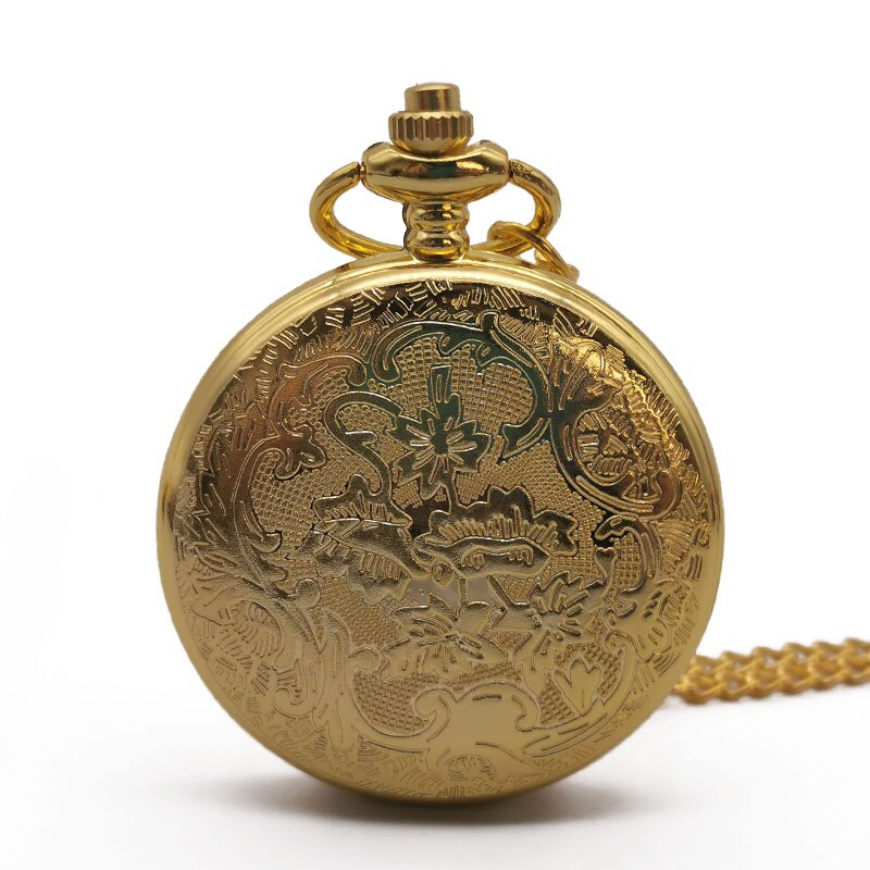 Retro Steampunk Hollow Case Quartz Pocket Watch men Necklace Gold Pocket &amp; Fob Watches Chain Men Women Clock Pendant