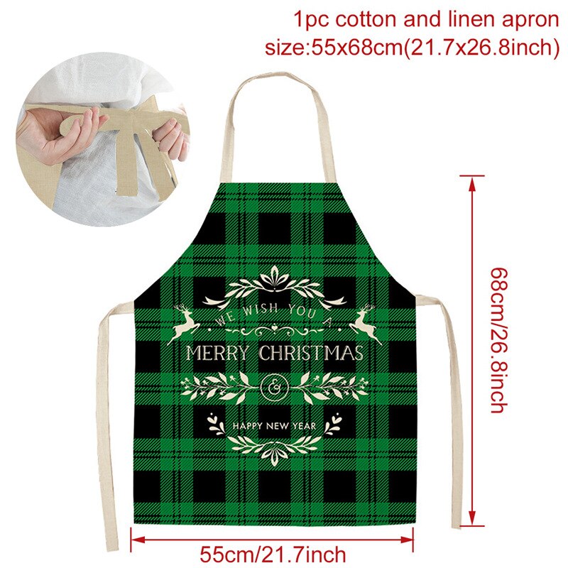 Tablier de noël joyeux noël treillis imprimé sans manches coton lin tabliers pour hommes femmes outils de nettoyage à domicile: Style 10