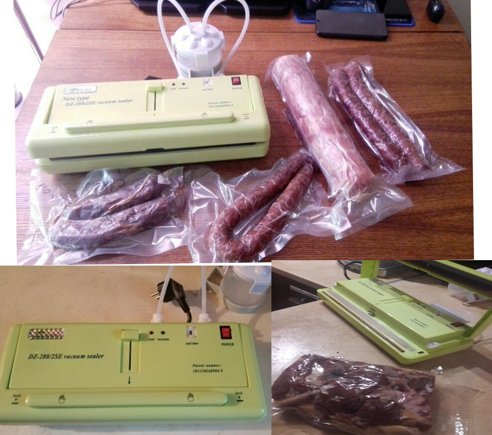Dry and Liquid Food Vacuum Sealer Packaging Machine Semi-automatic Vacuum Packer 110V-220V with Vacuum Bags Green