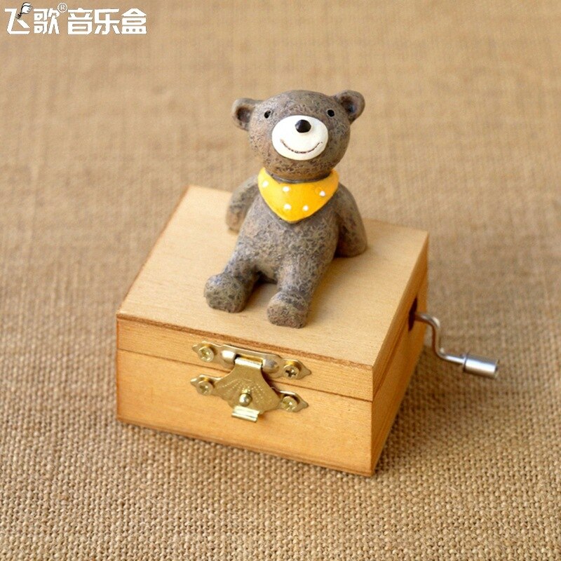 Décoration de la maison enfants | Mini-Animal singe pingouin, chat, chien ours, actionné à la main, boîtes à musique