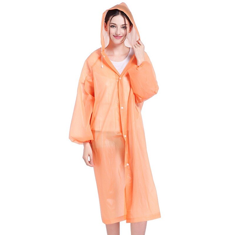 EVA Women Raincoat Thickened Waterproof Rain Coat Women Clear Transparent Tour Camping Waterproof Rainwear Suit: O