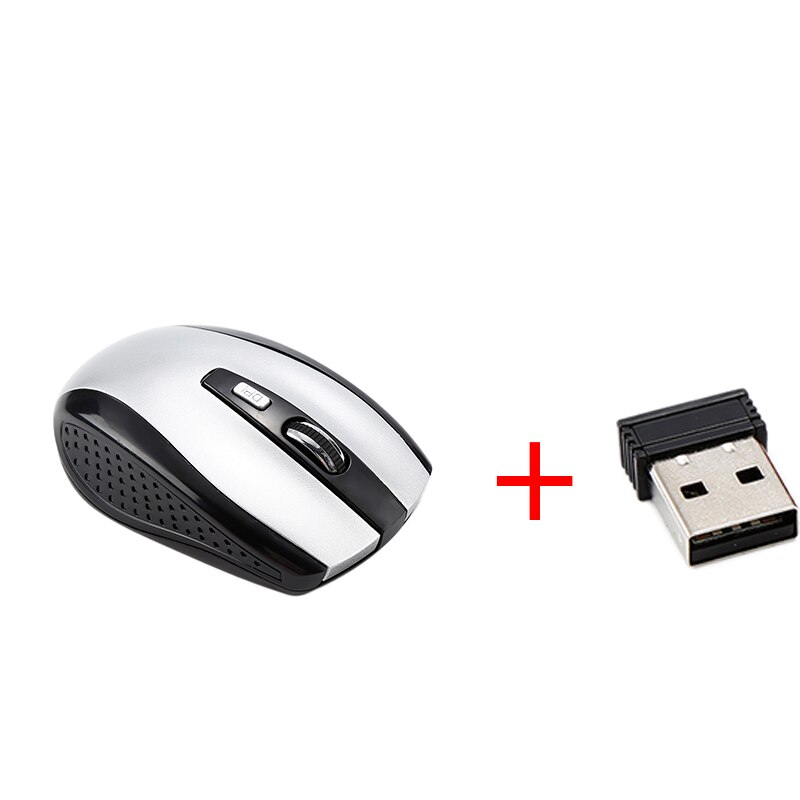 1600 DPI USB Optical Wireless Computer Mouse 2.4G Receiver Super Slim Mouse For Laptop PC Computer USB Receiver: sliver