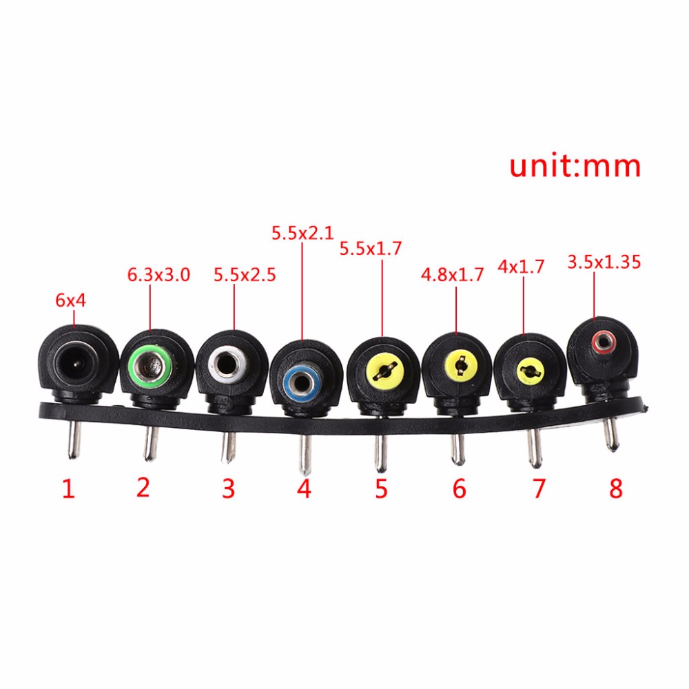8 pièces/ensemble universel chargeur d'alimentation cc adaptateur prise Jack connecteur pour ordinateur portable PC prises cc pour adaptateur secteur
