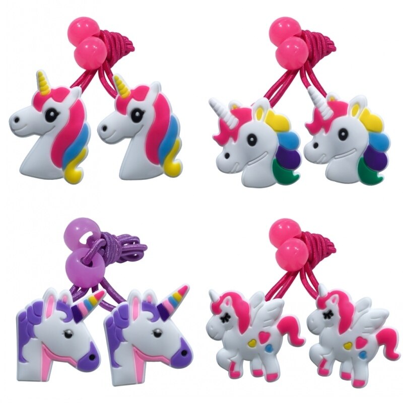 Eenhoorn Elastische Haarbanden Kids Rubber Hoofdbanden Haar Clips Haarspelden Meisjes Hoofddeksels Kinderen Haaraccessoires