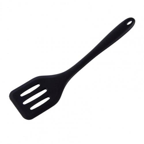 Slotted Spatula Wonderful One Piece Fish Turner Flexible Edges Seamless Fish Turner: Black