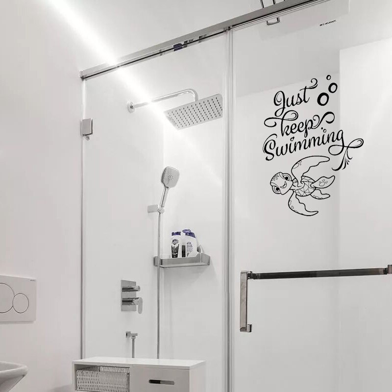 YOJA 26x19.3CM Cute Turtle Bathroom Glass Decal Decoration Home Wall Sticker G2-0373