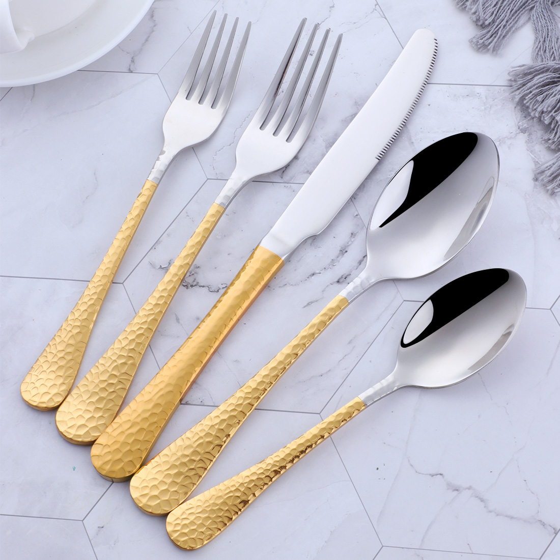 5/20PCS Flatware Silverware Set Rainbow Stainless Steel Colorful Dinner Knife Fork Scoop Dinnerware Set Hotel Tableware Utensil