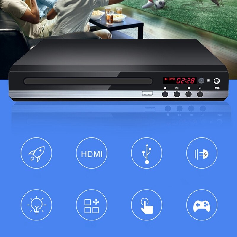 229 DVD Player 1080P HD Player TV HDMI Player with Remote Control for Home Office(US Plug)