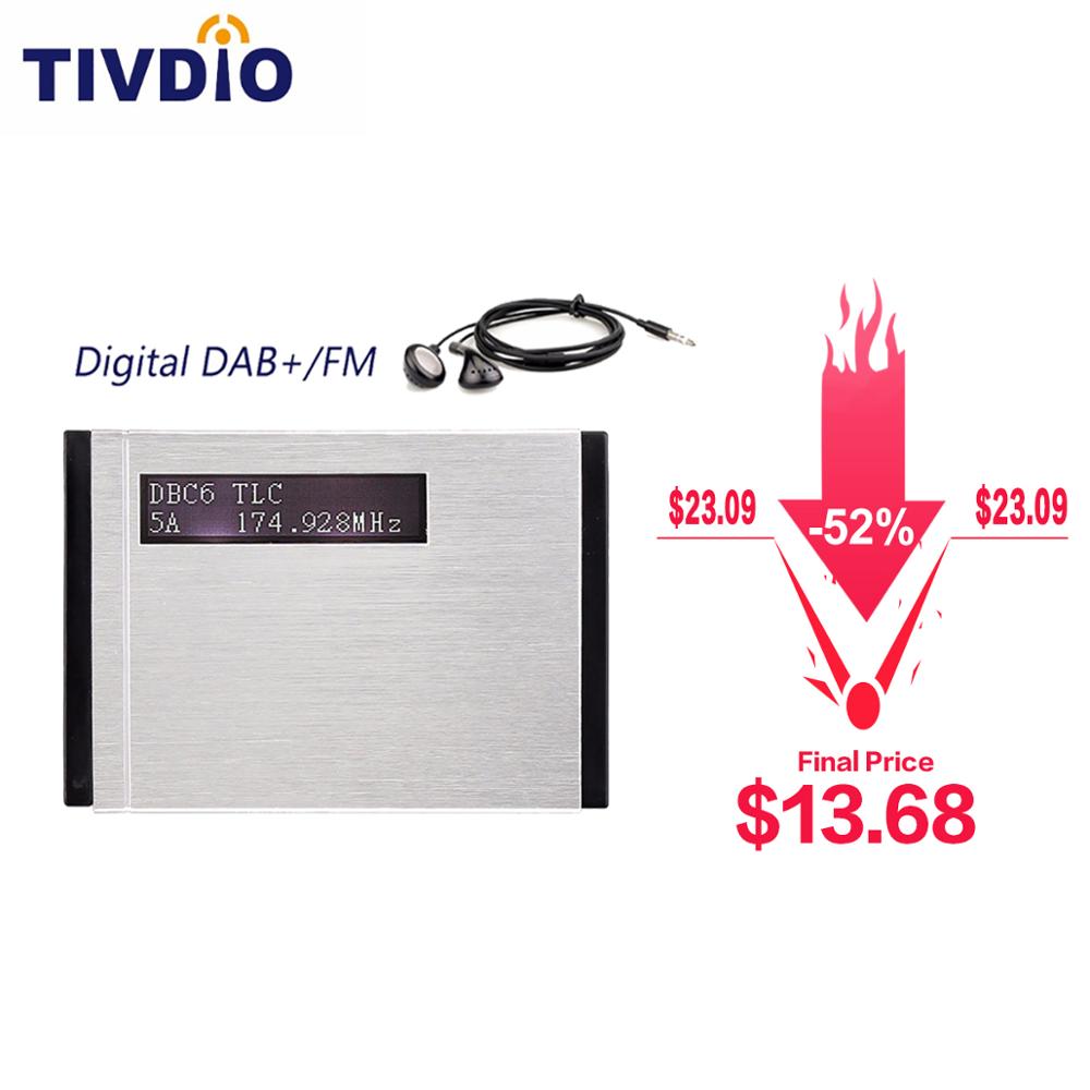 TIVDIO T-101 DAB FM Stereo Radio Pocket Receiver Mini Portable Clock Digital DAB+ RDS Radio Receiver Music Player Earphone F9204