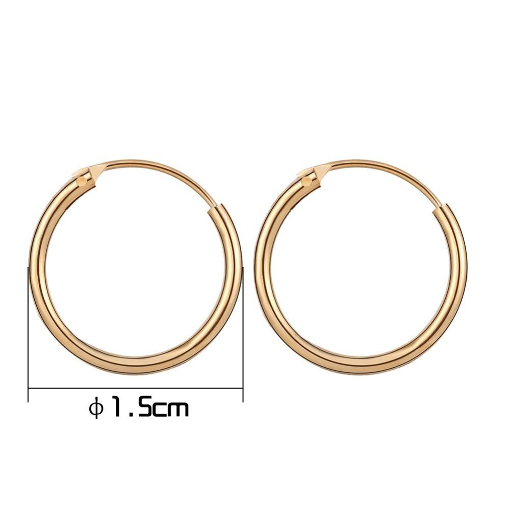 1cm 1,5 cm Ohrringe Hoop Gold Silber Farbe Runde Kleine Ohr Ringe für Frauen Metall Ohr Manschette Einfache Stil frauen Clip Huggie Ohrringe: Gold-1.5cm