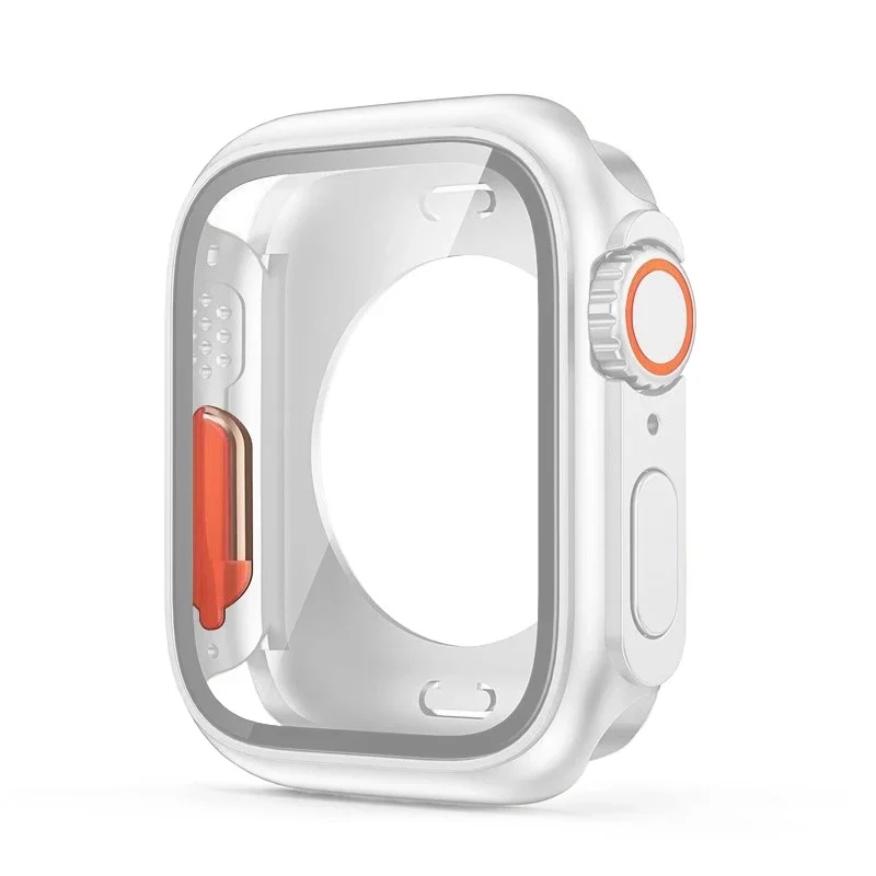Tempered Glass+Cover For Apple Watch case 46mm 42mm 45mm 44mm 41mm 40mm Screen bumper Protector for iwatch serie 10 9 8 7 6 SE 5: green / 1 Inches