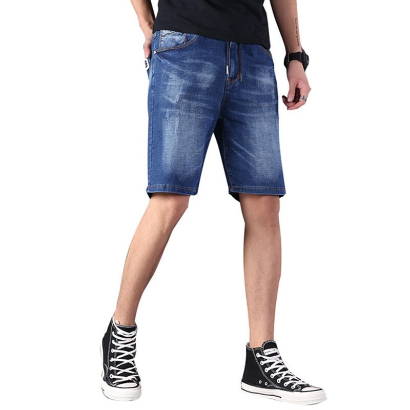 Ekstra stor denim overdimensjonert herre elastisk midje knelengde sommer løse shorts herre pluss størrelse 9xl 8xl 7xl 6xl