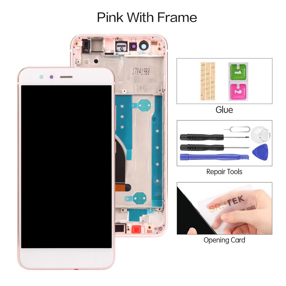 5.2 "ORIGINALE Per HUAWEI P10 Lite LCD Display Touch con Telaio di Montaggio per P10 Lite Schermo LCD WAS-LX1 WAS-LX1A WAS-LX2 WAS-LX3: Pink with Frame
