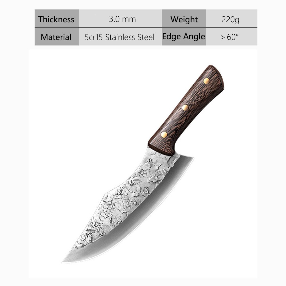 Forging Boning Knife Japanese Full Tang Handle Knife Handmade Steel Kitchen Boning Knives Chef Slicing Utility Santoku Cleaver: J type no PU Sheath