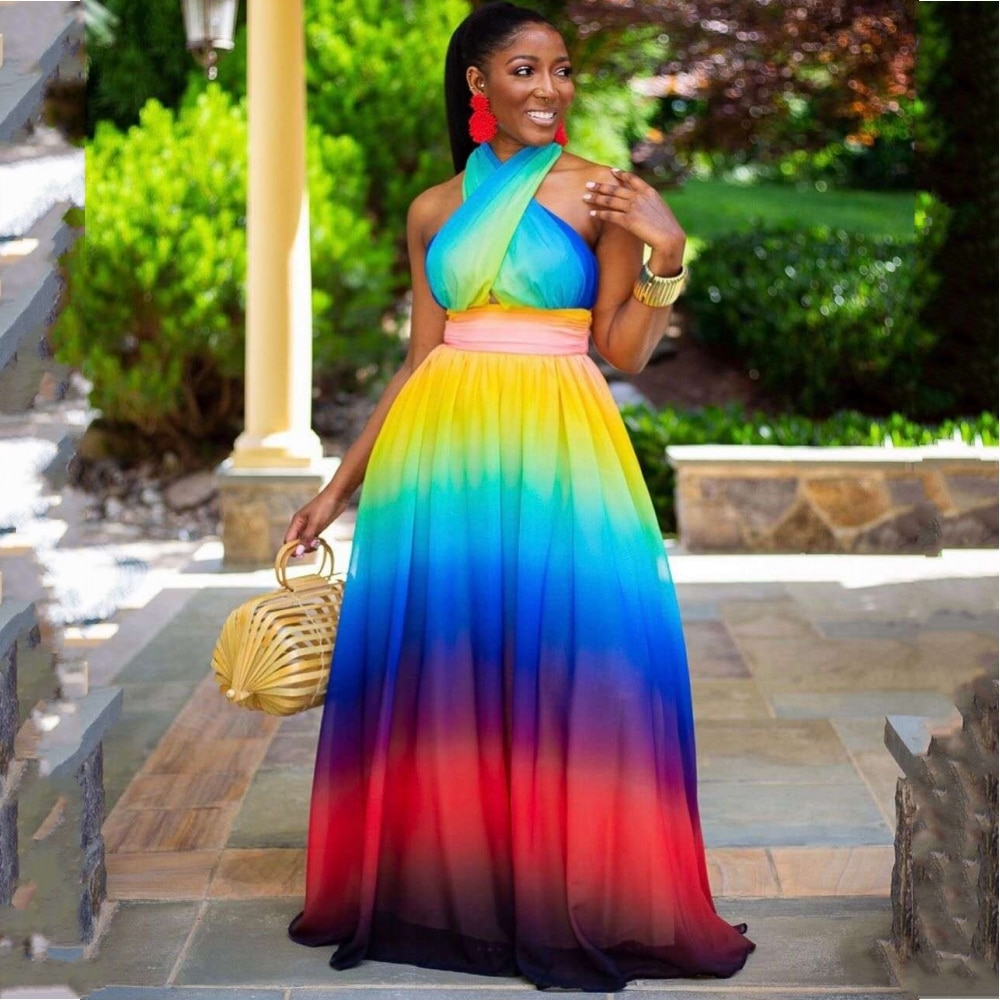African Maxi Dresses For Women Dashiki Robe Summer Plus Size Long Dress Ladies Traditional African Clothing Fairy Dreams: L