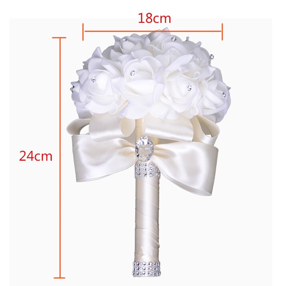 Sztuczne bukiety ślubne ręcznie robione róża kwiat z kryształkiem druhna ślubny bukiet ślubny de mariage akcesoria ślubne: C