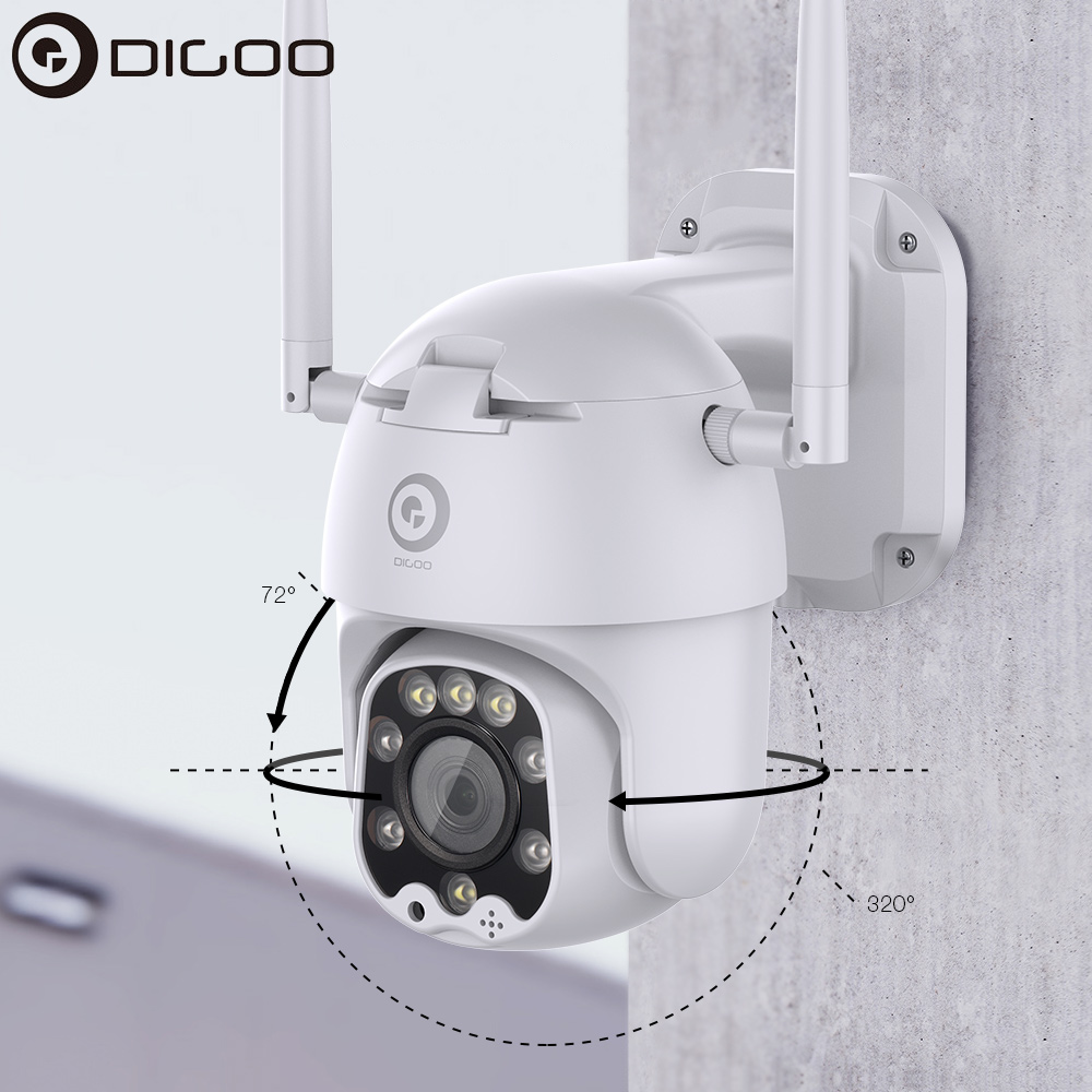 DIGOO DG-ZXC40 320 Degree PTZ 5MP 1080P 8 LED WIFI Speed Dome Camera IR Night Vision Outdoor Security Monitor CCTV Surveillance