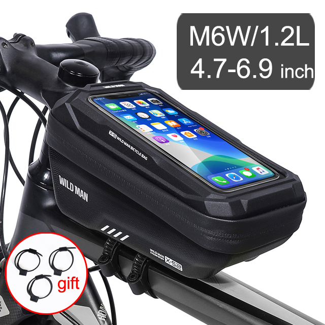 Funda impermeable para teléfono móvil, bolsa para manillar de bicicleta de montaña, accesorios para ciclismo, 6,9 pulgadas, novedad: XS2 White logo