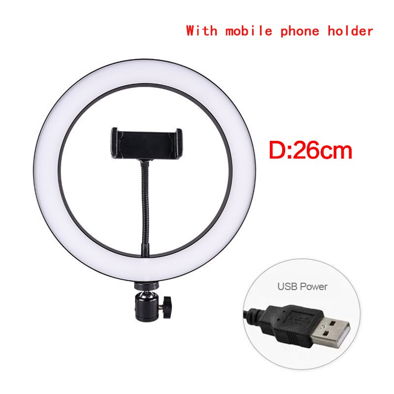 10 Inch Usb Charger Selfie Ring Light Flash Led Camera Telefoon Fotografie Enhancing Voor Smartphone Studio Fotografie: 02