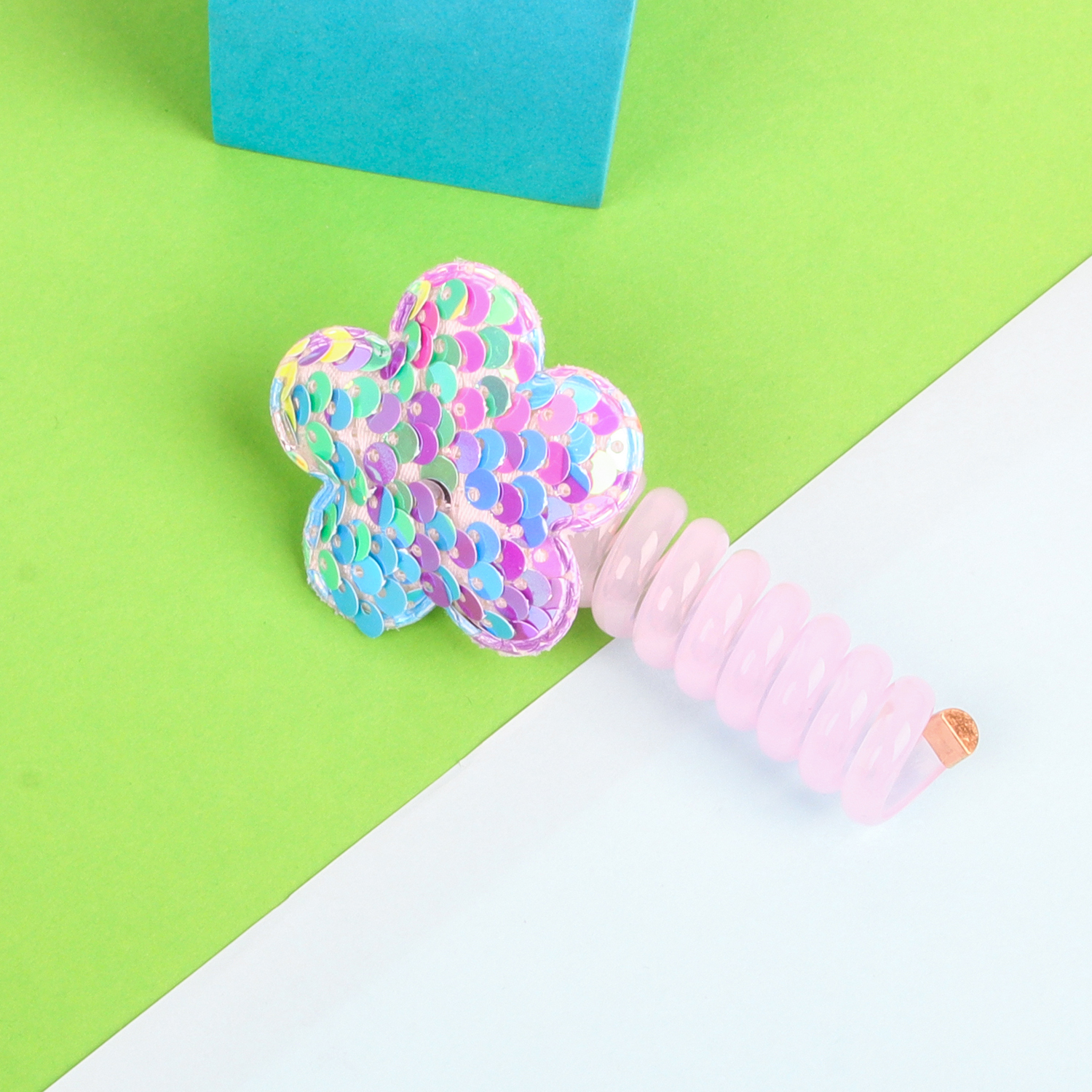 Pailletten Bloem Elastisch Haartouw Schattige Meisjes Telefoondraad Lijn Elasticiteit Glitter Ster Haarband Voor Kinderen Haaraccessoires: Black