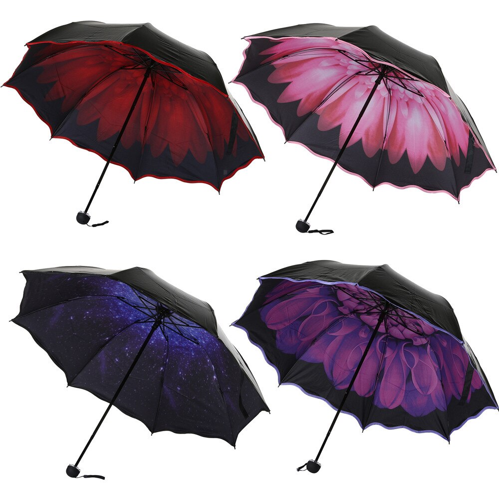 umbrella Non-slip handle Foldable umbrella Travel Parasol Folding Rain Windproof Umbrella Double Folding Anti-UV Sun/Rain W916