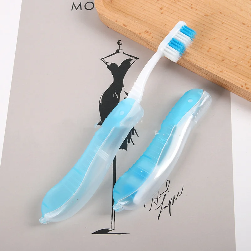 Hotel Disposable Folding Toothbrush Business Trip Portable Soft-Bristled Three-Fold Seahorse Toothbrush Travel Toothbrush