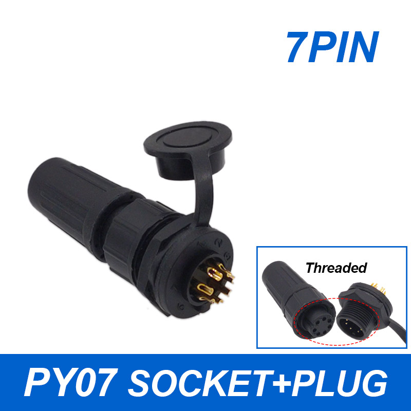 Waterproof connector plastic plug socket IP67 PY07 Z108 butt connector 2pin 3pin 4pin 5pin 6pin 7pin 8pins: green