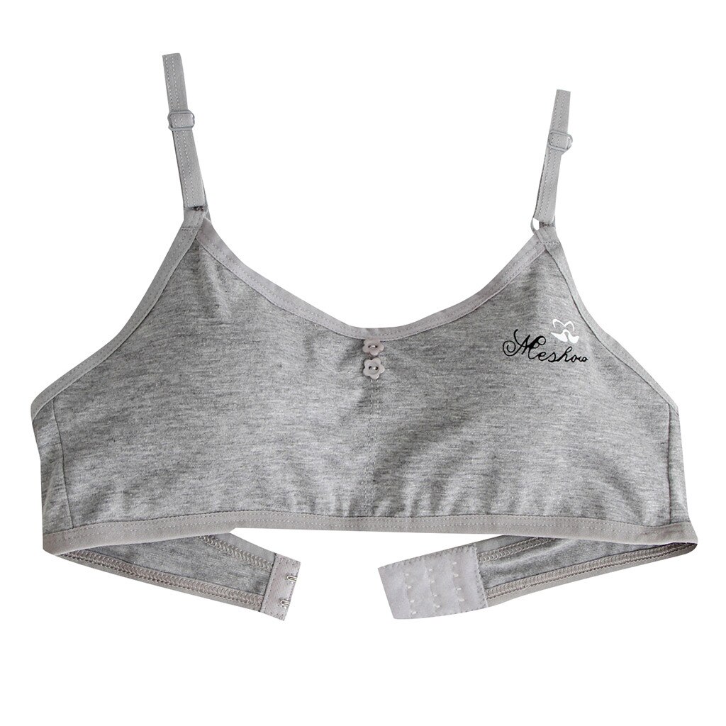 Reggiseno per studenti intimo per ragazze in puro cotone semplice sezione sottile per lo sviluppo senza anello in acciaio reggiseno comodo regolabile: Gray 