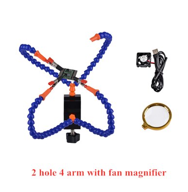 Toolour Bench Vise Table Clamp Soldering Station with 3pc Flexible Arms Soldeirng Iron Holder PCB Welding Repair Third Hand Tool: Pink