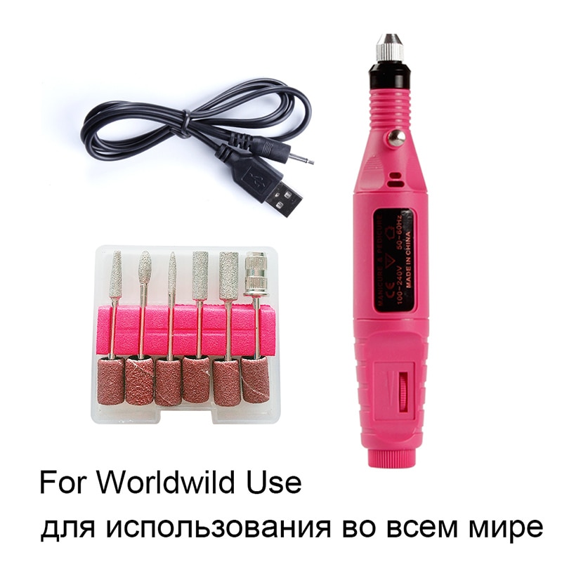 20000 rpm elektrisk manikyrsett bortilbehør neglefilbits manikyrmaskin elektrisk gellakkfjernersett: Usb rose rød