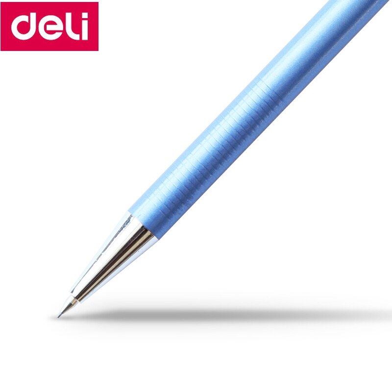 3 unids/lote Deli lápiz mecánico 6492 #0,5mm 6493 #0,7mm lápiz Auto Metal caso pencial 3 colores de la superior Deli