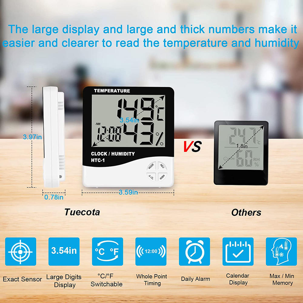 LCD Digital Thermometer Eyelash Extension Temperature Humidity Timer Hygrometer Weather Station Clock Lash Grafting Beauty Salon