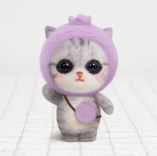 PUSSYCAT. wool needlepoint kit wool felt needle felting decoration craft needlecraft DIY ha: C