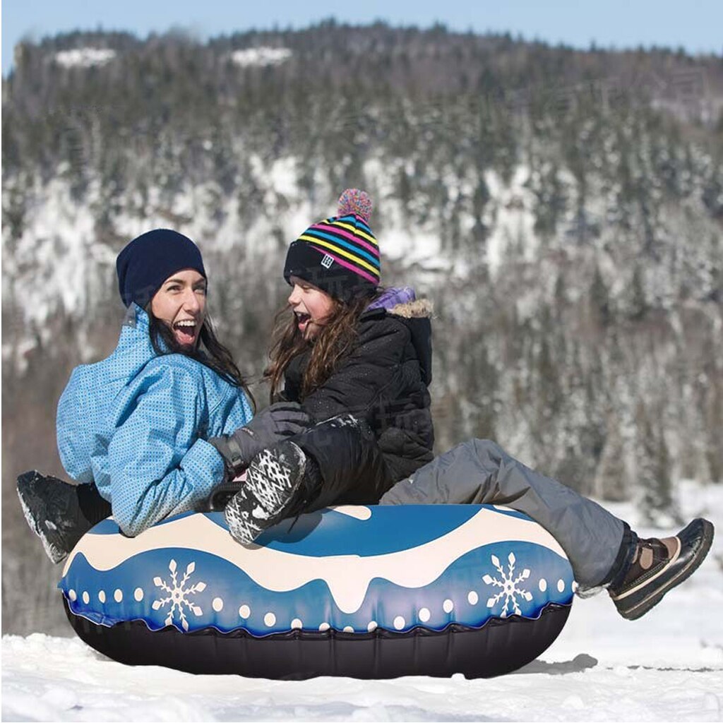 Heavy Duty Handle Inflatable Ski Ring Snow Tube Inflatable Sledding Tube Floating Raft Winter Fun Toy Sled Skiing Equipments