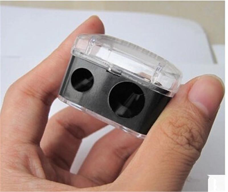 1 stk nyttig kosmetisk blyantspisser doble hull kosmetisk spisser for kosmetisk pensel/eyeliner blyant/sminkeblyant