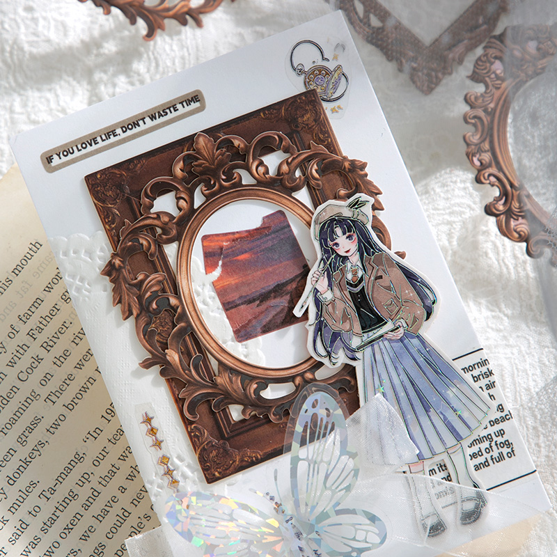 Marco de la serie de marcos Vintage, material de Collage temático, papel de álbum de recortes, suministros de diario de chatarra hechos a mano, 4 estilos, 10 piezas