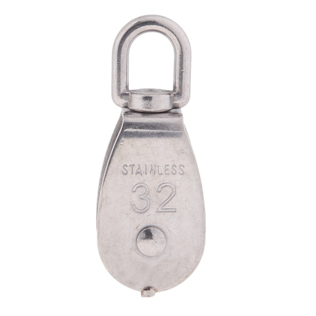 2Pcs 304 Stainless Steel Single Swivel Pulley Block with Swivel Eye M32